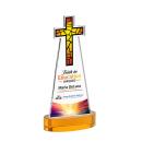 Cross Full Color on Alberton Base Amber Unique Crystal Trophy