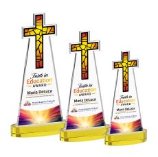 Cross Full Color on Alberton Base Gold Unique Crystal Trophy - Crystal Trophies