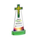 Cross Full Color on Alberton Base Green Unique Crystal Trophy