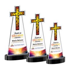 Cross Full Color on Alberton Base Black Unique Crystal Trophy - Crystal Trophies