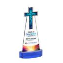 Cross Full Color on Alberton Base Blue Unique Crystal Trophy