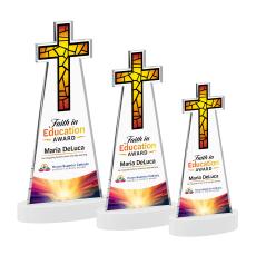 Cross Full Color on Alberton Base Fagan Unique Crystal Trophy - Crystal Trophies