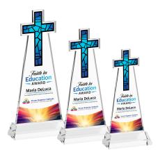 Cross Full Color on Hartford Base Clear Unique Crystal Trophy - Crystal Trophies