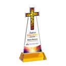 Cross Full Color on Hartford Base Amber Unique Crystal Trophy