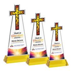 Cross Full Color on Hartford Base Gold Unique Crystal Trophy - Crystal Trophies