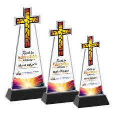 Cross Full Color on Hartford Base Black Unique Crystal Trophy - Crystal Trophies