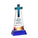 Cross Full Color on Hartford Base Blue Unique Crystal Trophy