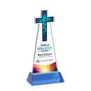 Cross Full Color on Hartford Base Sky Blue Unique Crystal Trophy