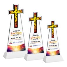 Cross Full Color on Hartford Base Fagan Unique Crystal Trophy - Crystal Trophies