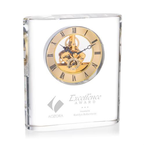 Awards and Plaques - Crystal Trophies - Crystal Clocks - Gonzalez Clock - Gold