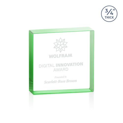 Awards and Plaques - Crystal Trophies - Upton Square Emerald Square / Cube Crystal Trophy