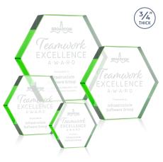 Gilford Hexagon Emerald Polygon Crystal Trophy - Crystal Trophies