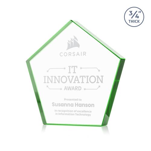Awards and Plaques - Crystal Trophies - Belmar Steiner Emerald Polygon Crystal Trophy
