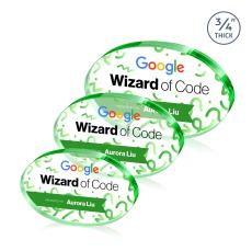 Barlow Oval Full Color Emerald Circle Crystal Trophy - Employee Awards