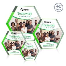 Gilford Hexagon Full Color Emerald Polygon Crystal Trophy - Employee Awards