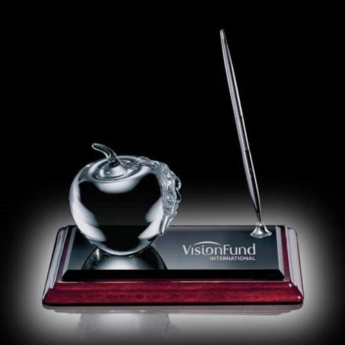 Awards and Plaques - Glass Trophies - Glass Plaques - Apple on Albion&trade; Pen Set - Chrome