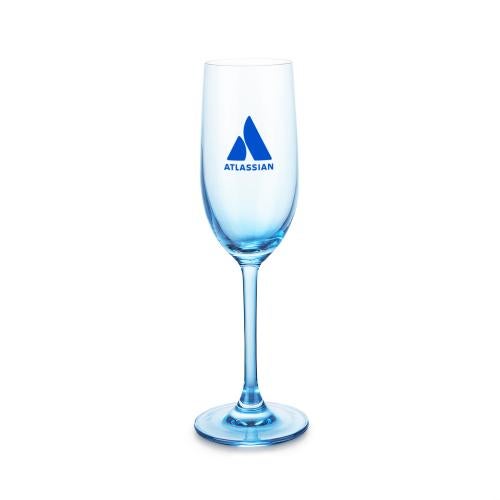 Custom Barware Glasses - Champagne Glasses - Soudan Blue Flute - Imprinted