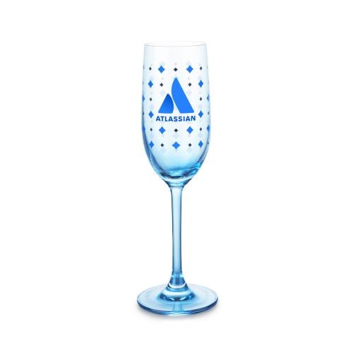 Custom Barware Glasses - Champagne Glasses - Soudan Blue Flute - Full Color