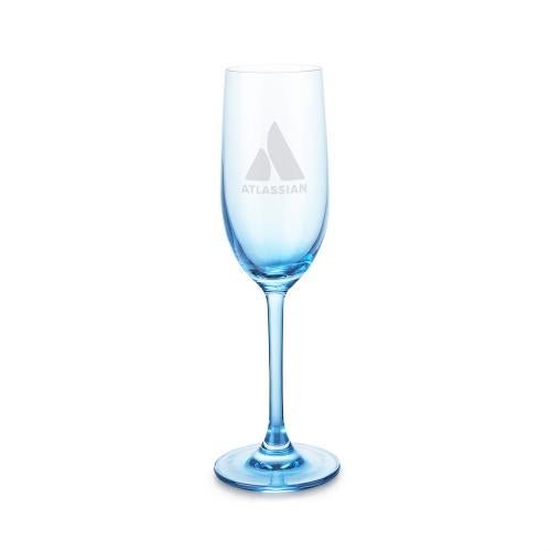 Custom Barware Glasses - Champagne Glasses - Soudan Flute Blue - Deep Etch