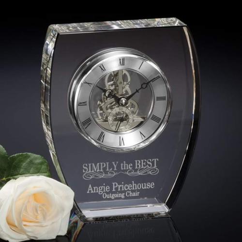 Awards and Plaques - Crystal Trophies - Singer Clock - Silver