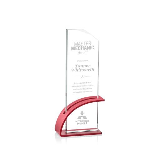 Awards and Plaques - Crystal Trophies - Alvarado Red Rectangle Crystal Trophy
