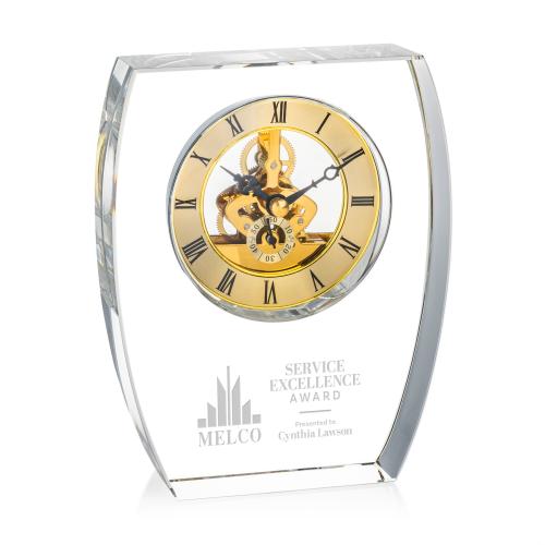 Awards and Plaques - Crystal Trophies - Crystal Clocks - Grant Clock - Gold
