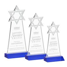 Star of David Blue Unique Crystal Trophy - Crystal Trophies