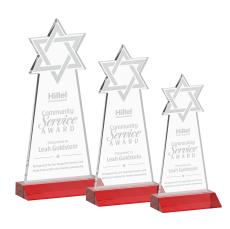 Star of David Red Unique Crystal Trophy - Crystal Trophies