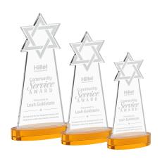 Star of David on Alberton Base Amber Unique Crystal Trophy - Crystal Trophies