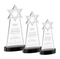 Star of David on Alberton Base Black Unique Crystal Trophy - Crystal Trophies