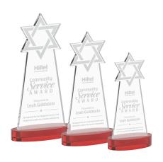 Star of David on Alberton Base Red Unique Crystal Trophy - Crystal Trophies