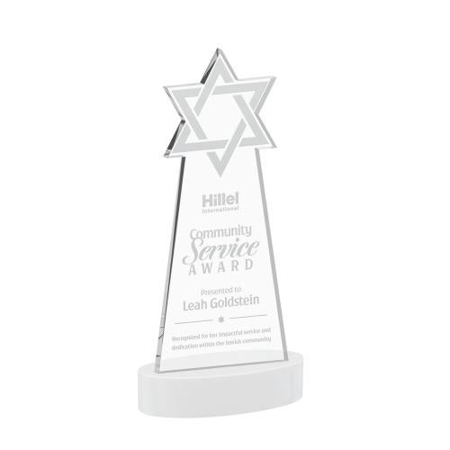 Awards and Plaques - Crystal Trophies - Star of David on Alberton Base Fagan Unique Crystal Trophy
