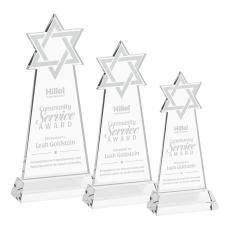 Star of David on Hartford Base Clear Unique Crystal Trophy - Crystal Trophies