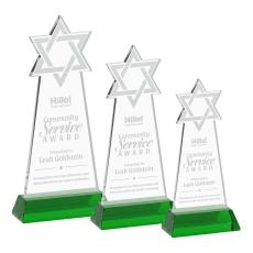 Star of David on Hartford Base Green Unique Crystal Trophy - Crystal Trophies