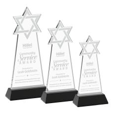 Star of David on Hartford Base Black Unique Crystal Trophy - Crystal Trophies
