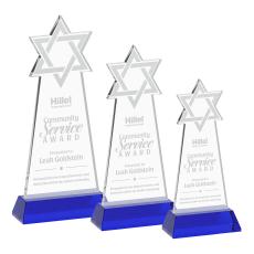 Star of David on Hartford Base Blue Unique Crystal Trophy - Crystal Trophies