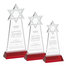 Star of David on Hartford Base Red Unique Crystal Trophy - Crystal Trophies