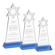 Star of David on Hartford Base Sky Blue Unique Crystal Trophy - Crystal Trophies
