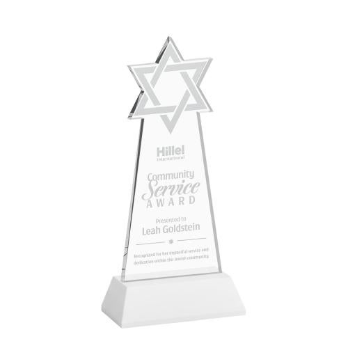 Awards and Plaques - Crystal Trophies - Star of David on Hartford Base Fagan Unique Crystal Trophy