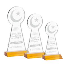 Crescent & Star Amber Unique Crystal Trophy - Crystal Trophies