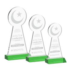Crescent & Star Green Unique Crystal Trophy - Crystal Trophies