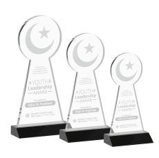 Crescent & Star Black Unique Crystal Trophy - Crystal Trophies