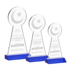 Crescent & Star Blue Unique Crystal Trophy - Crystal Trophies