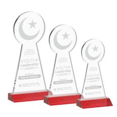 Crescent & Star Red Unique Crystal Trophy - Crystal Trophies