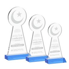 Crescent & Star Sky Blue Unique Crystal Trophy - Crystal Trophies