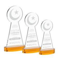Crescent & Star on Alberton Base Amber Unique Crystal Trophy - Crystal Trophies