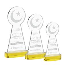 Crescent & Star on Alberton Base Gold Unique Crystal Trophy - Crystal Trophies