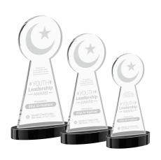 Crescent & Star on Alberton Base Black Unique Crystal Trophy - Crystal Trophies