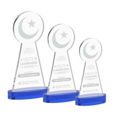 Crescent & Star on Alberton Base Blue Unique Crystal Trophy - Crystal Trophies