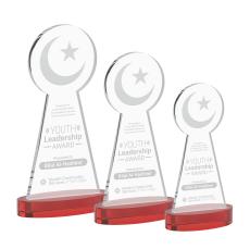 Crescent & Star on Alberton Base Red Unique Crystal Trophy - Crystal Trophies
